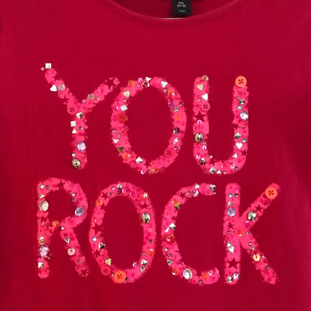 Gap Kids Red Sequined You Rock Shirt 14/16